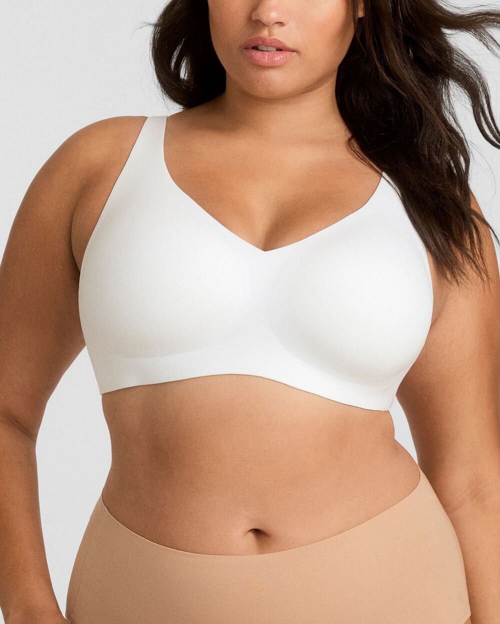 Honeylove v neck pull over wireless bra white sz small $64 WL180